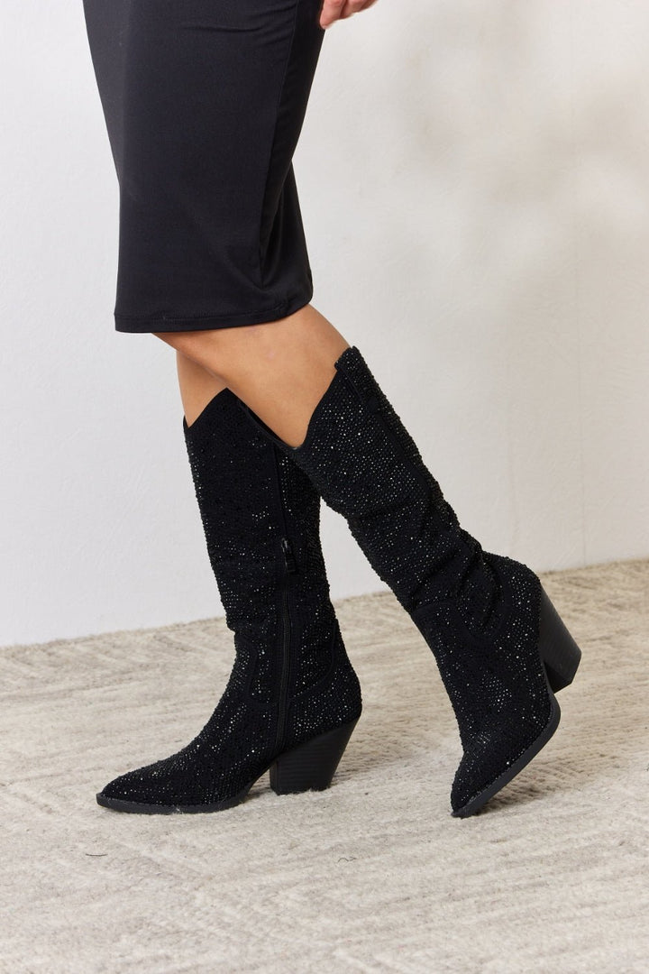 Rhinestone Bling Knee High Cowboy Boots