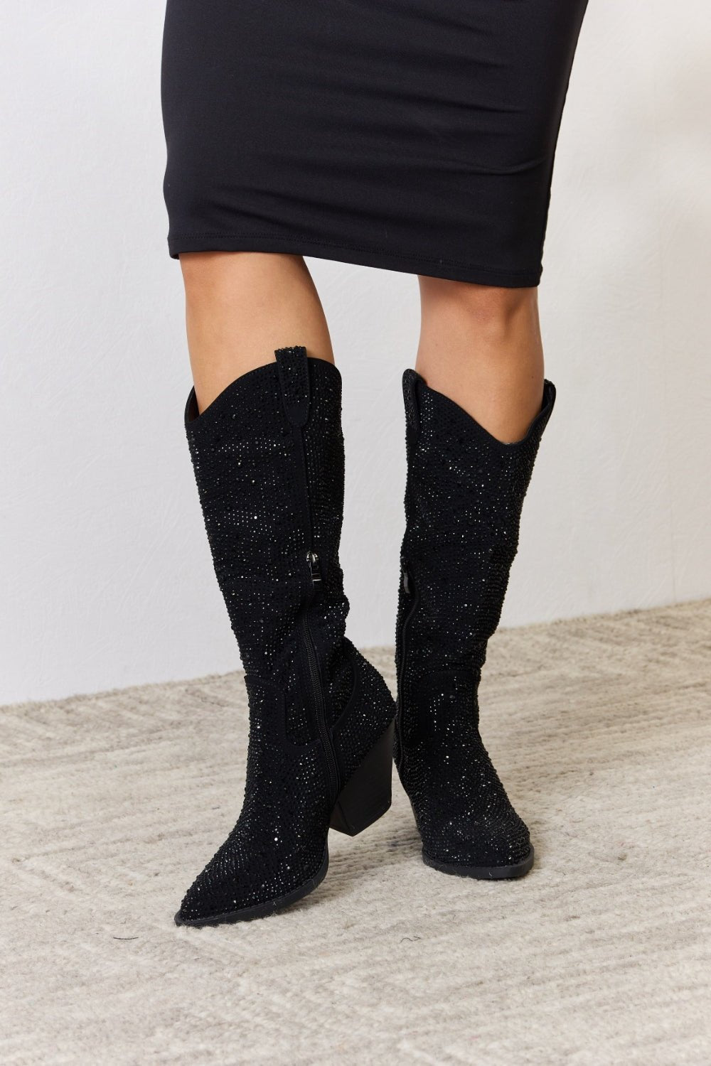 Rhinestone Bling Knee High Cowboy Boots