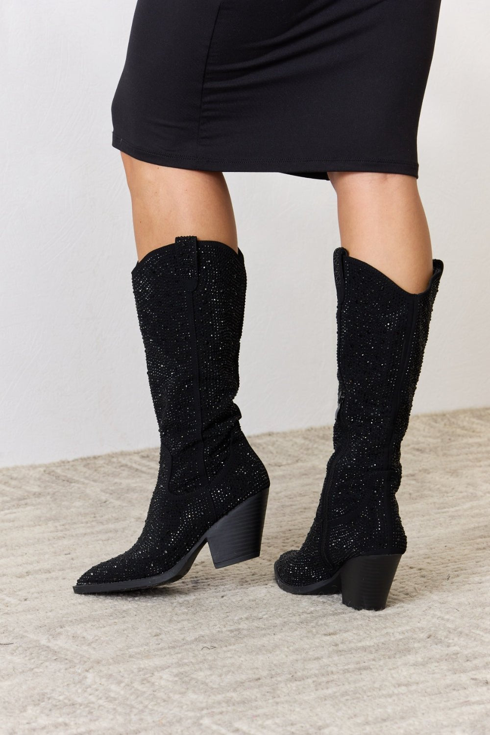 Rhinestone Bling Knee High Cowboy Boots