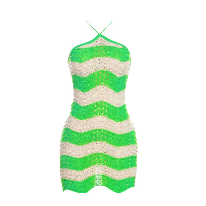 Antigua Knit Green Halter Dress - 7Kouture