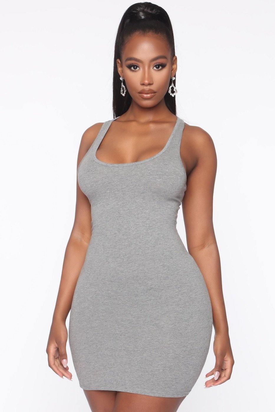 Heather Gray Tank Dress - 7Kouture