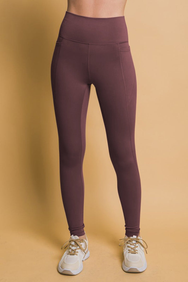 High Waist Leggings with Side Pockets, mulberry