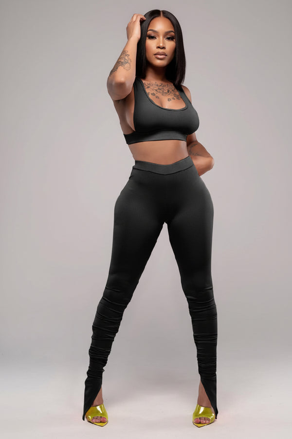 High Waist Pants and Crop Top Set - 7Kouture