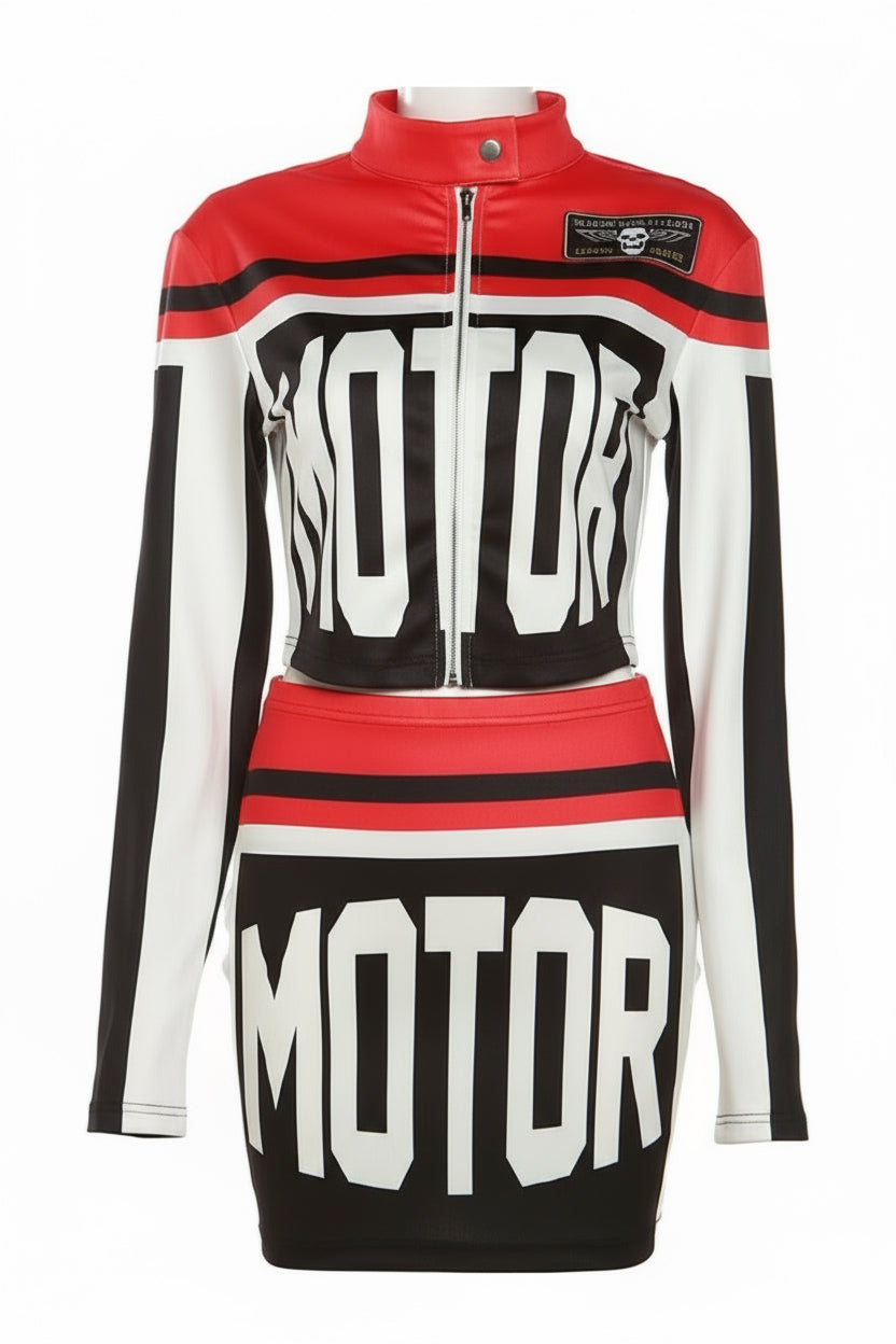High Waisted Racing Skirt Set