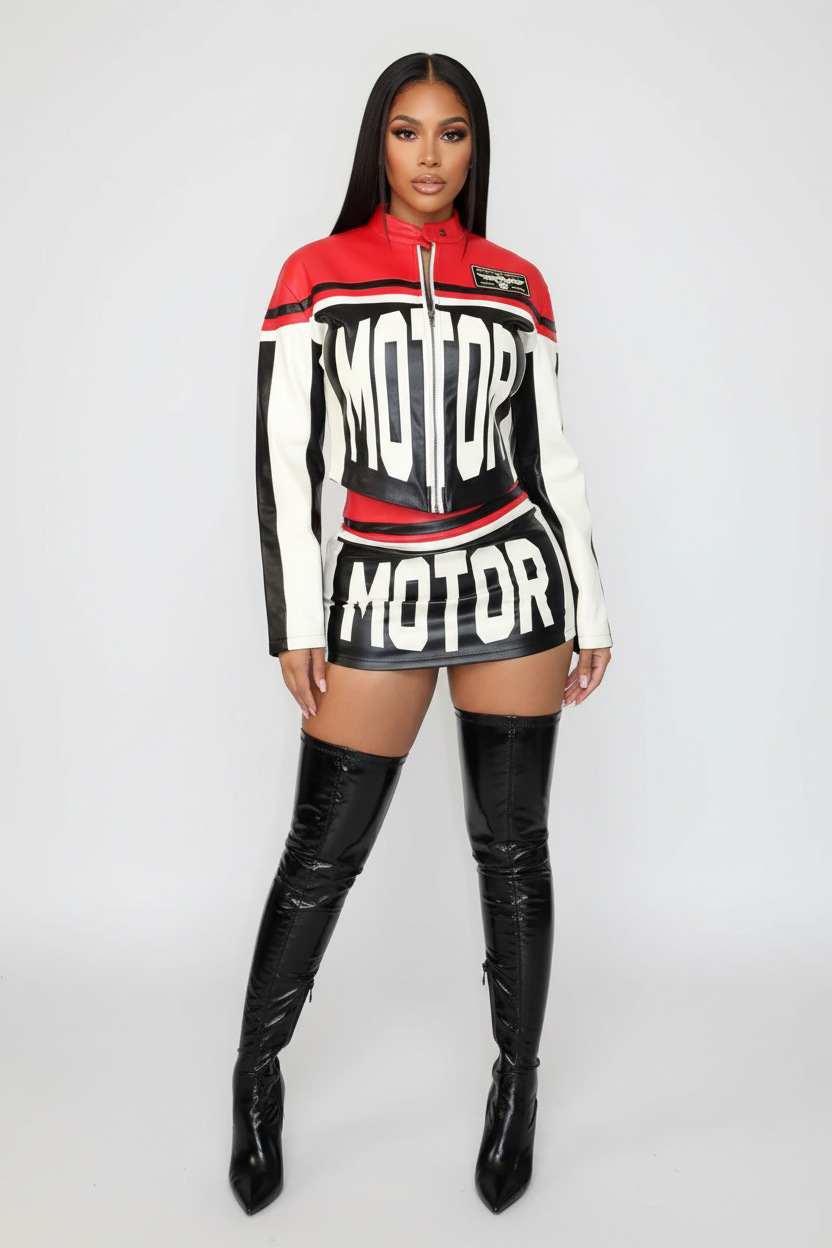 High Waisted Racing Skirt Set