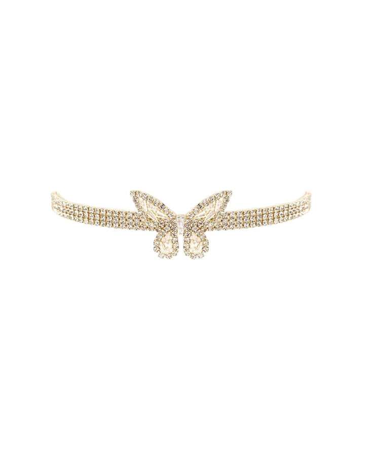 Cubic Zirconia Butterfly Charm Choker Necklace - 7Kouture