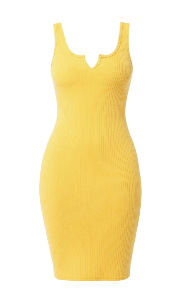 Ribbed Tank Bodycon Dress - Yellow