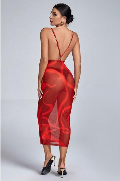 Red Backless Maxi Dress