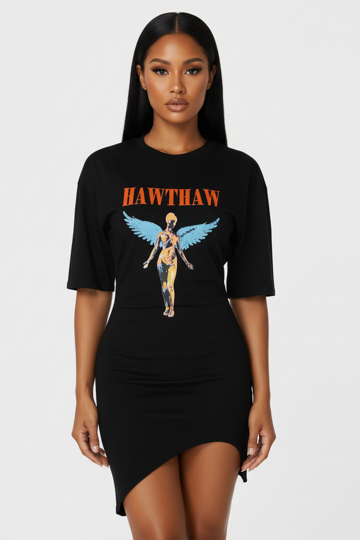 Irregular Tank Bodycon Dress, black