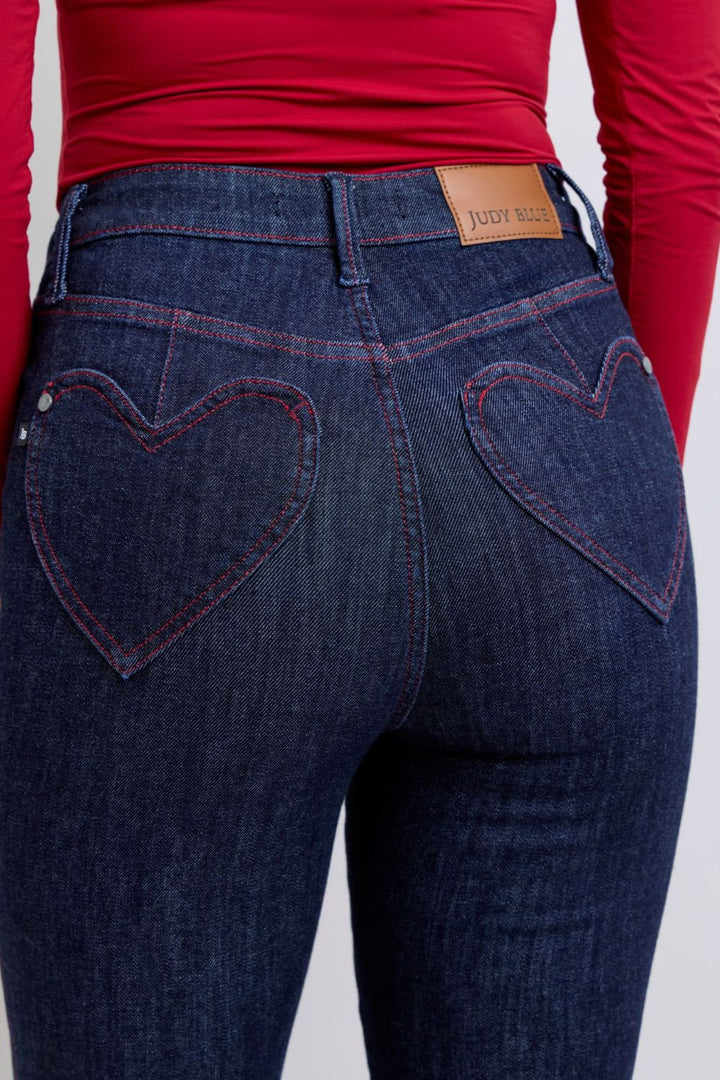 Full Size Heart Shaped Back Pockets Skinny Jeans