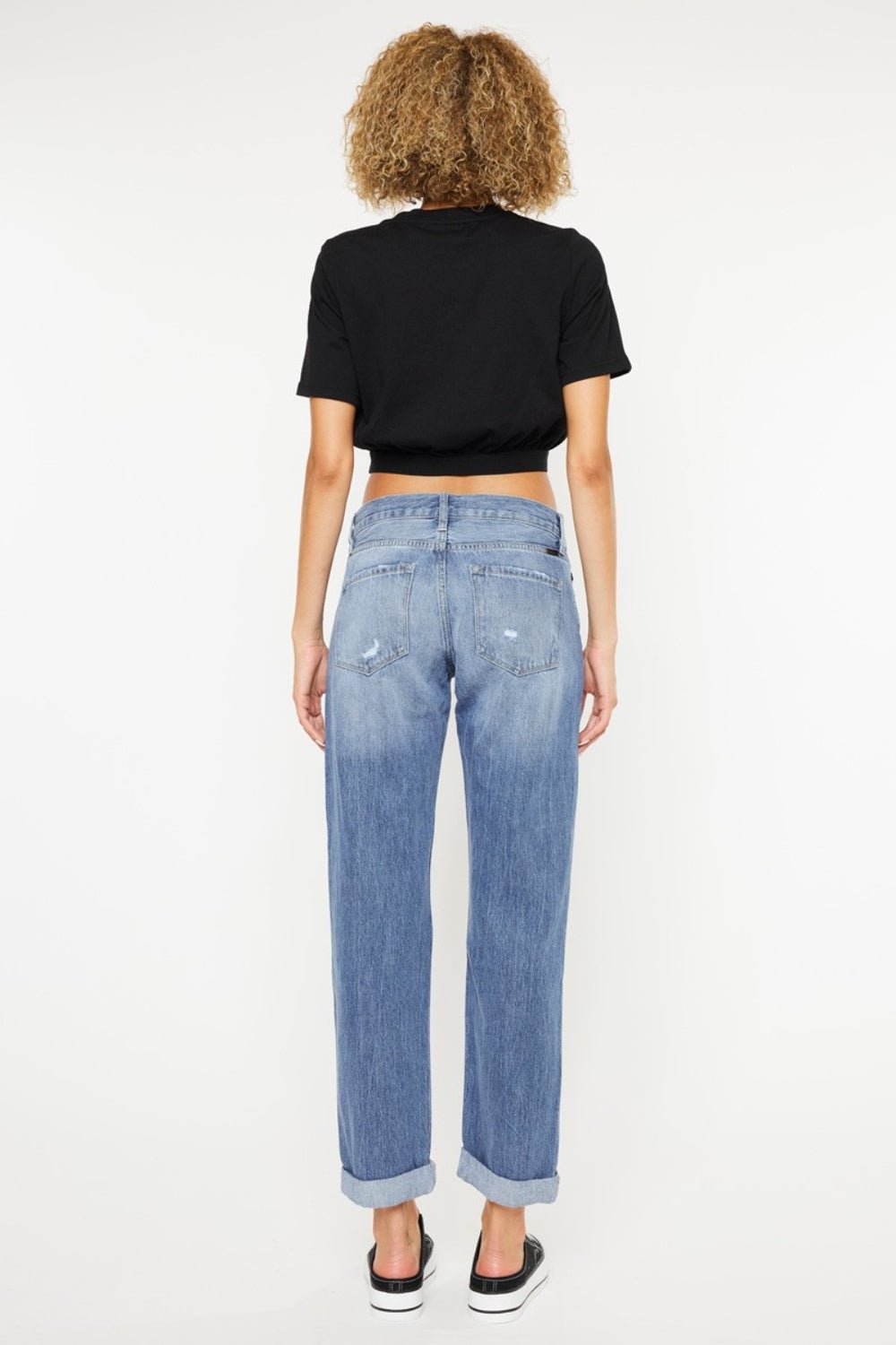 Mid Rise Distressed Straight Jeans, Light