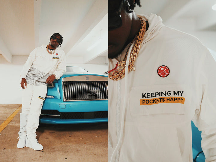 Happy Pockets Windbreaker Zip-Up Jacket (White)