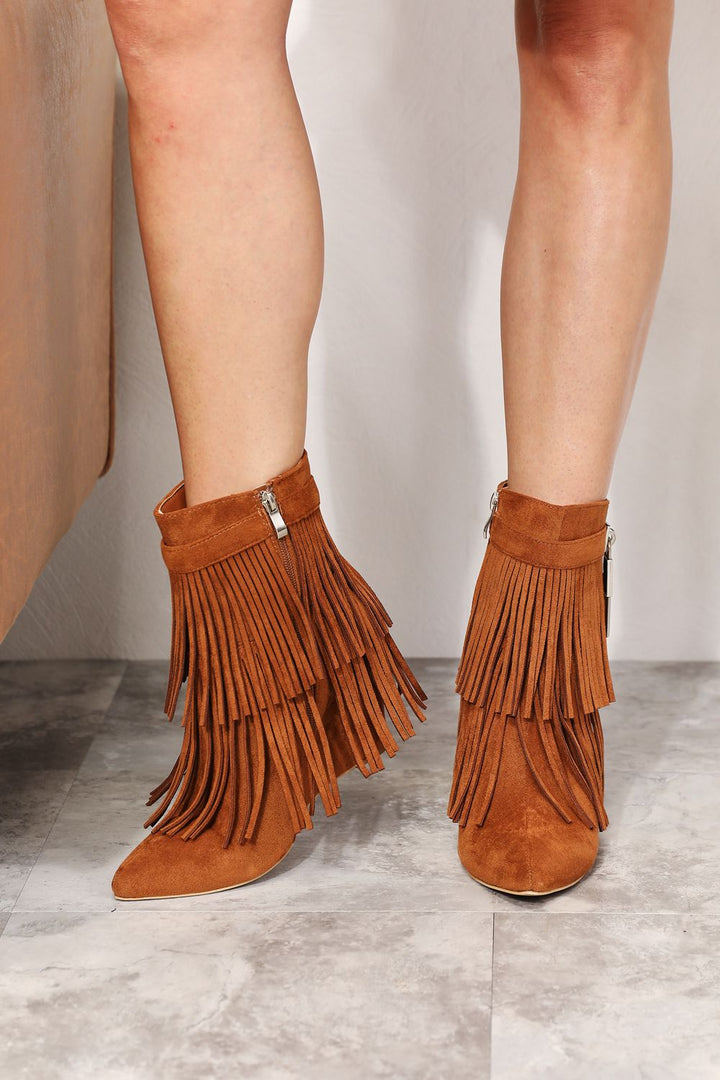 Women's Tassel Wedge Heel Ankle Booties