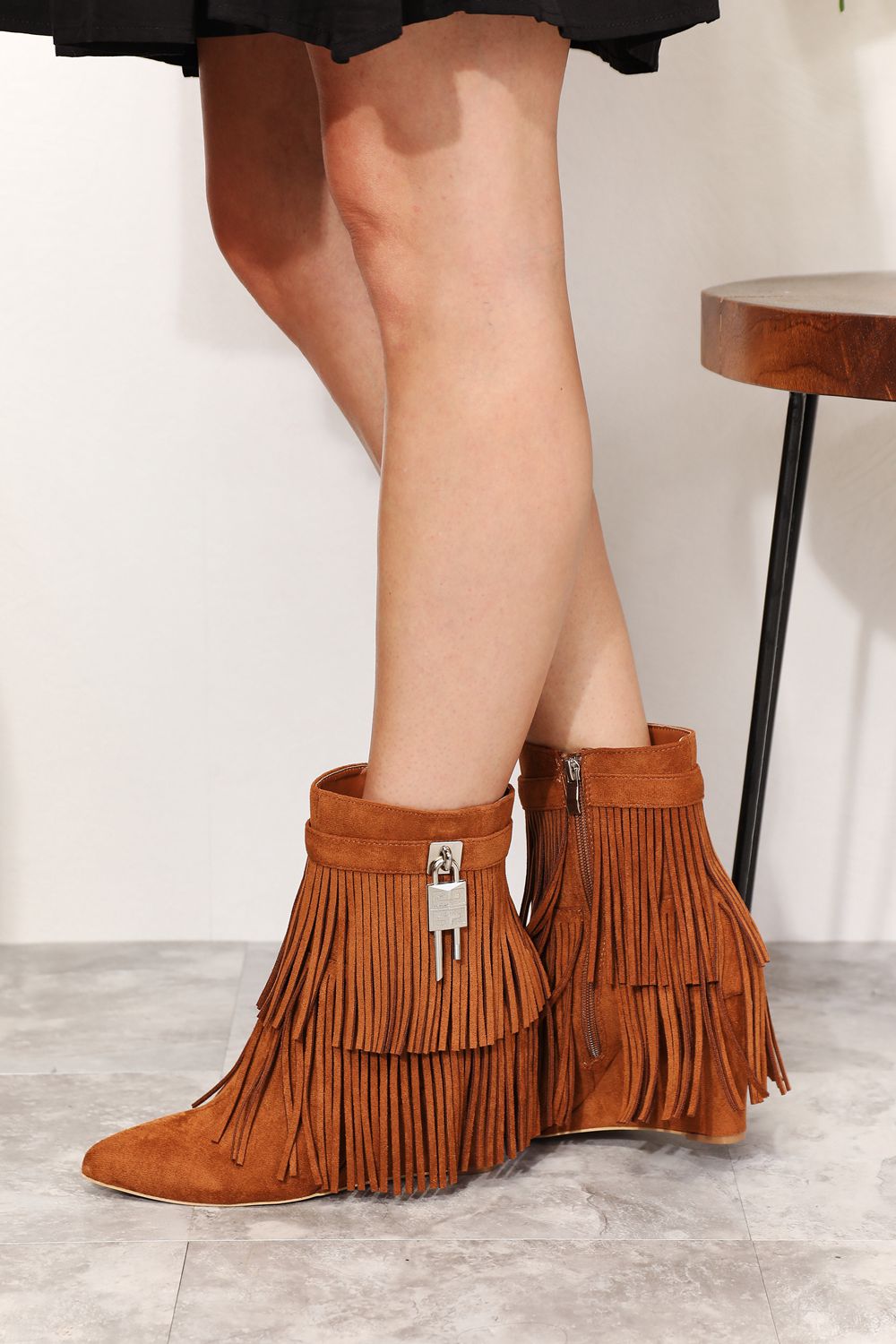 Women's Tassel Wedge Heel Ankle Booties