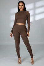 Leggings and Crop Top Set- Mocha - 7Kouture