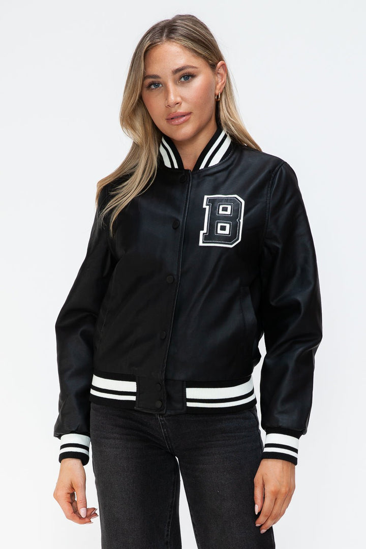 Love Me Now PU Leather Bomber Jacket