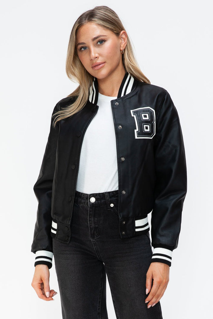 Love Me Now PU Leather Bomber Jacket