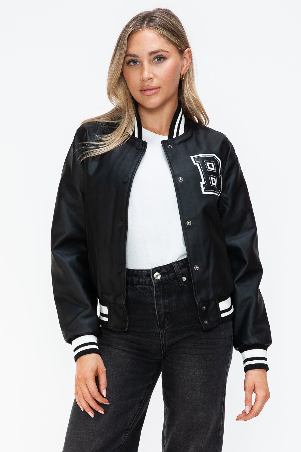 Love Me Now PU Leather Bomber Jacket