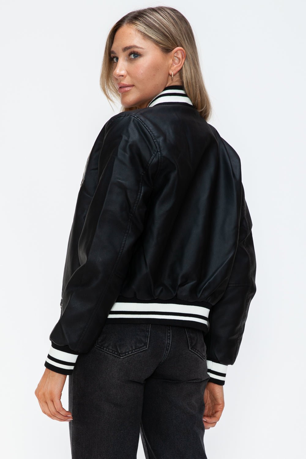 Love Me Now PU Leather Bomber Jacket