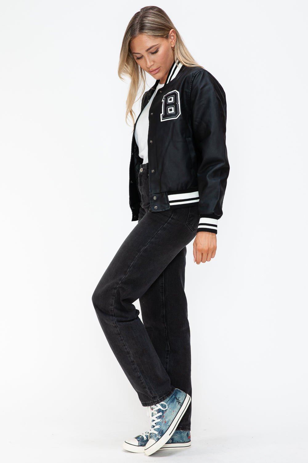 Love Me Now PU Leather Bomber Jacket