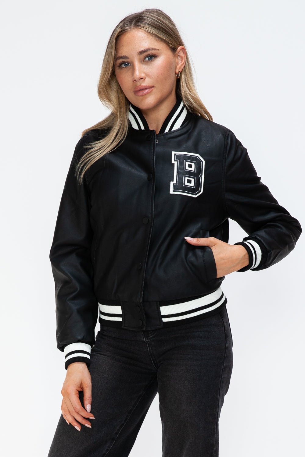 Love Me Now PU Leather Bomber Jacket