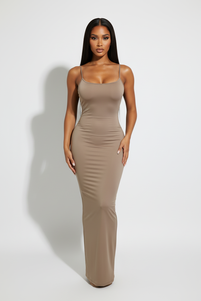 Nude Cami Maxi Bodycon Dress 7Kouture Nude Cami Maxi Bodycon Dress 7Kouture