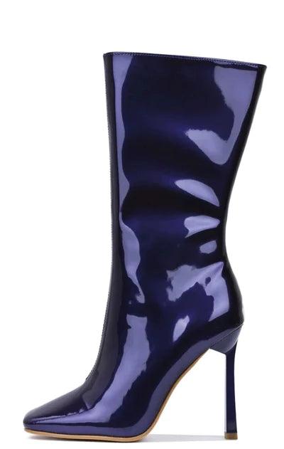 Metallic Deep Purple Patent Leather Boots - 7Kouture