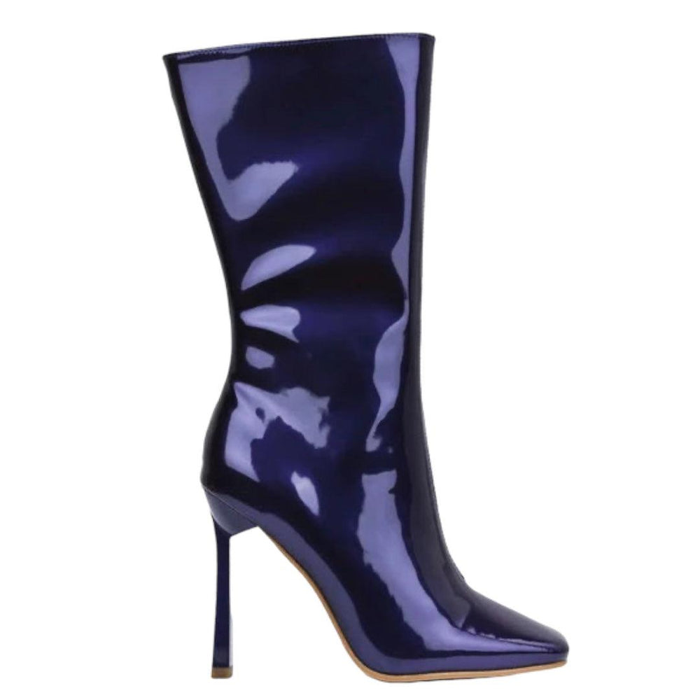 Metallic Deep Purple Patent Leather Boots - 7Kouture