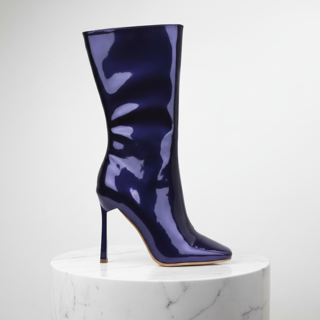 Metallic Deep Purple Patent Leather Boots