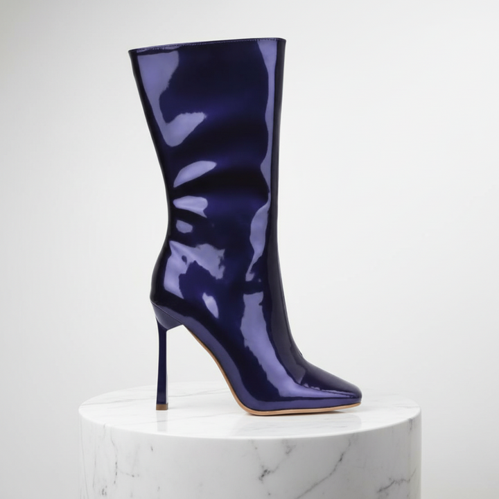 Metallic Deep Purple Patent Leather Boots