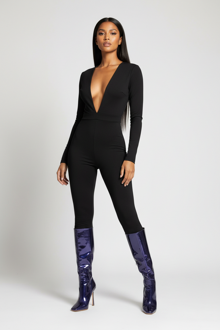 Metallic Deep Purple Patent Leather Boots