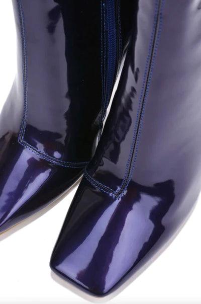 Metallic Deep Purple Patent Leather Boots - 7Kouture