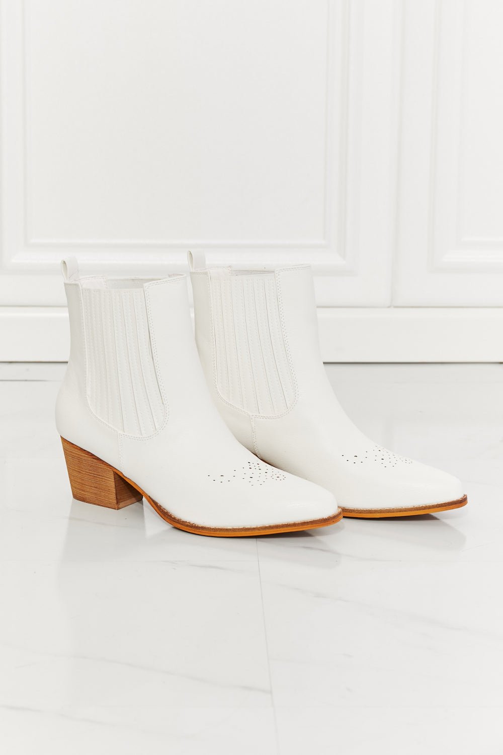 Stacked Heel Chelsea Boot in White