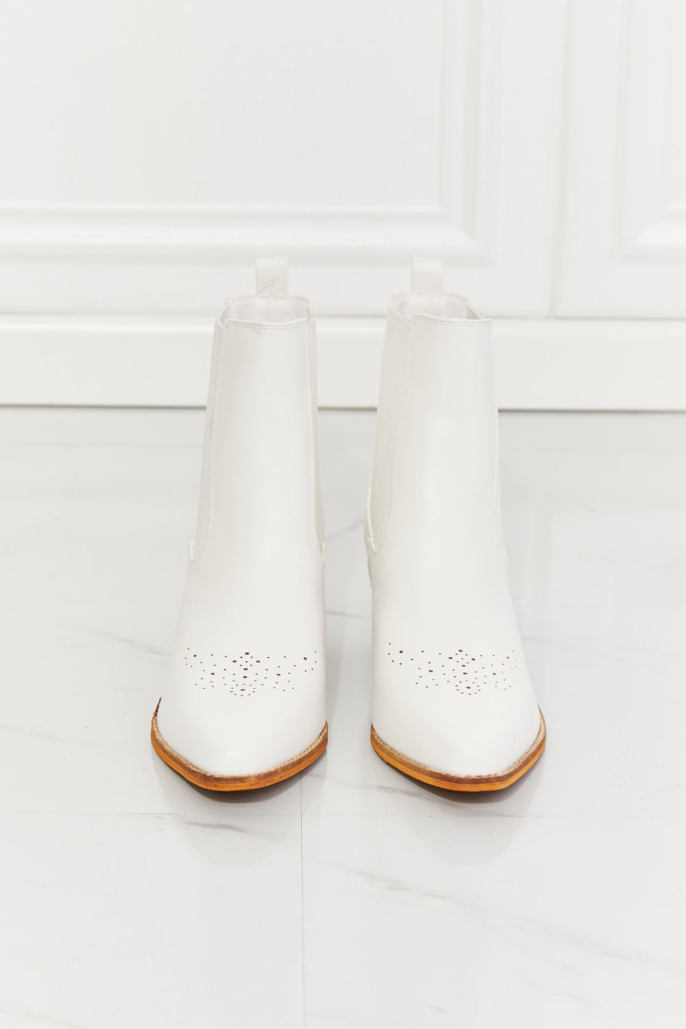 Stacked Heel Chelsea Boot in White