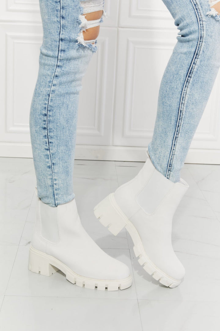 Lug Sole Chelsea Boots in White