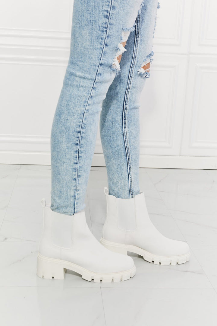 Lug Sole Chelsea Boots in White