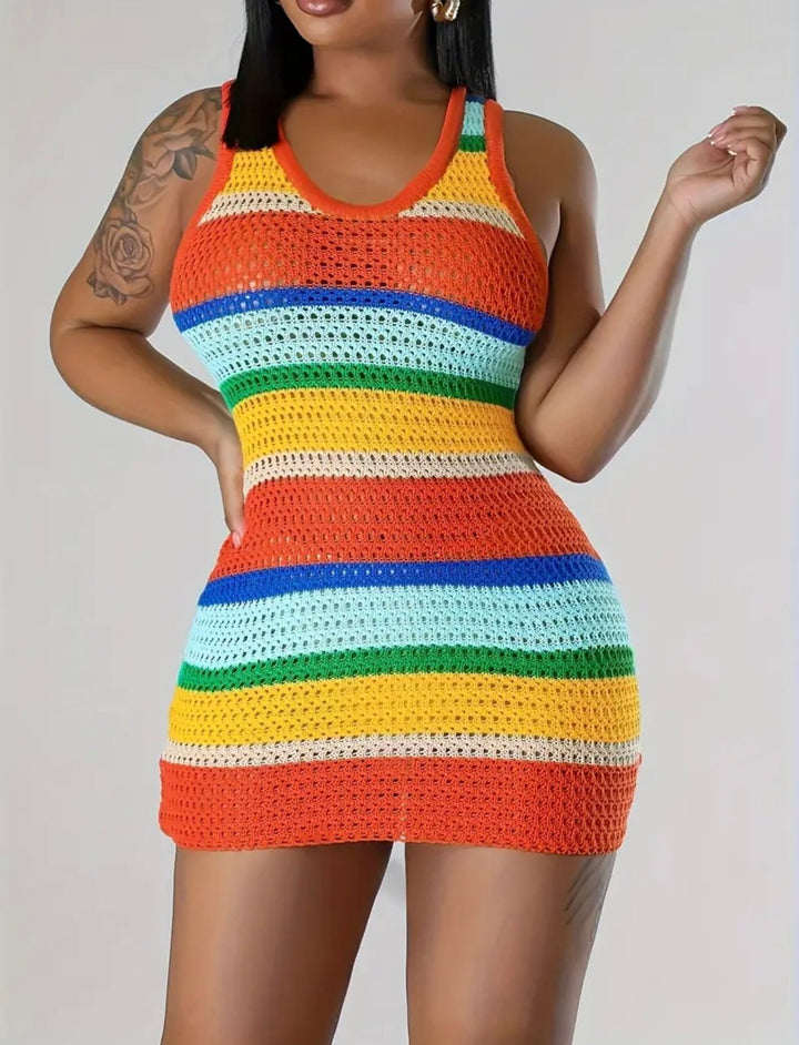 Muliticolor Bodycon Knit Dress