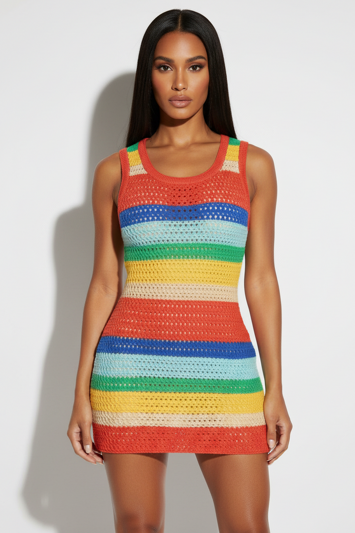 Muliticolor Bodycon Knit Dress