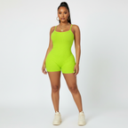 Neon Green Ribbed Playsuit Romper