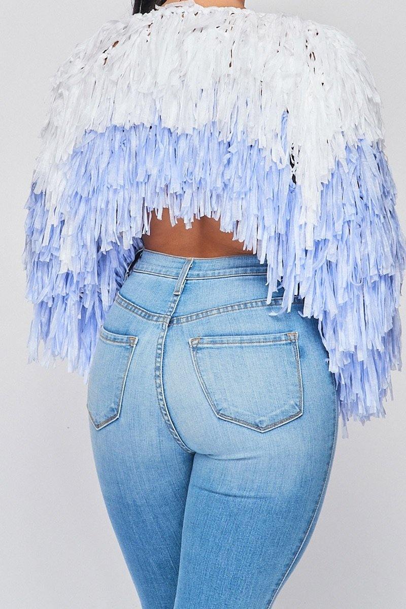 Ombre Fringe Crop Jacket - 7Kouture