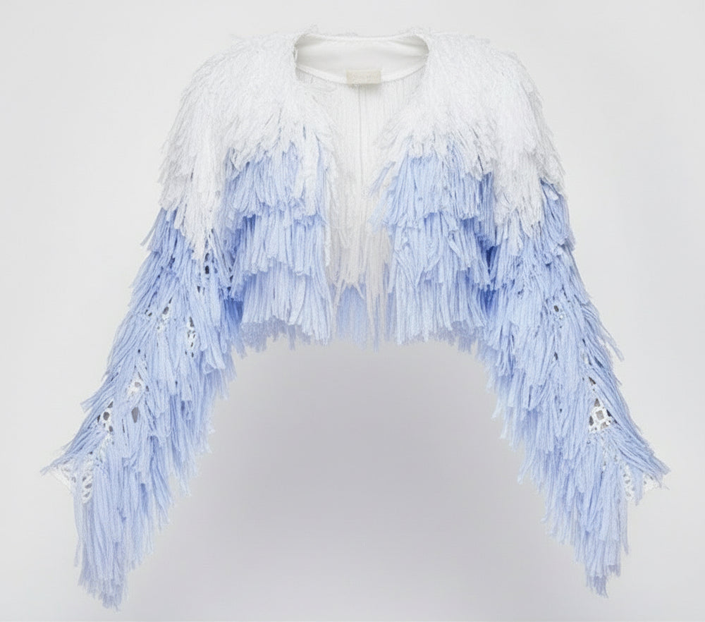 Ombre Fringe Crop Jacket - 7Kouture