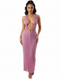 Pink Halter Ruffle Dress