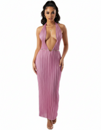 Pink Halter Ruffle Dress