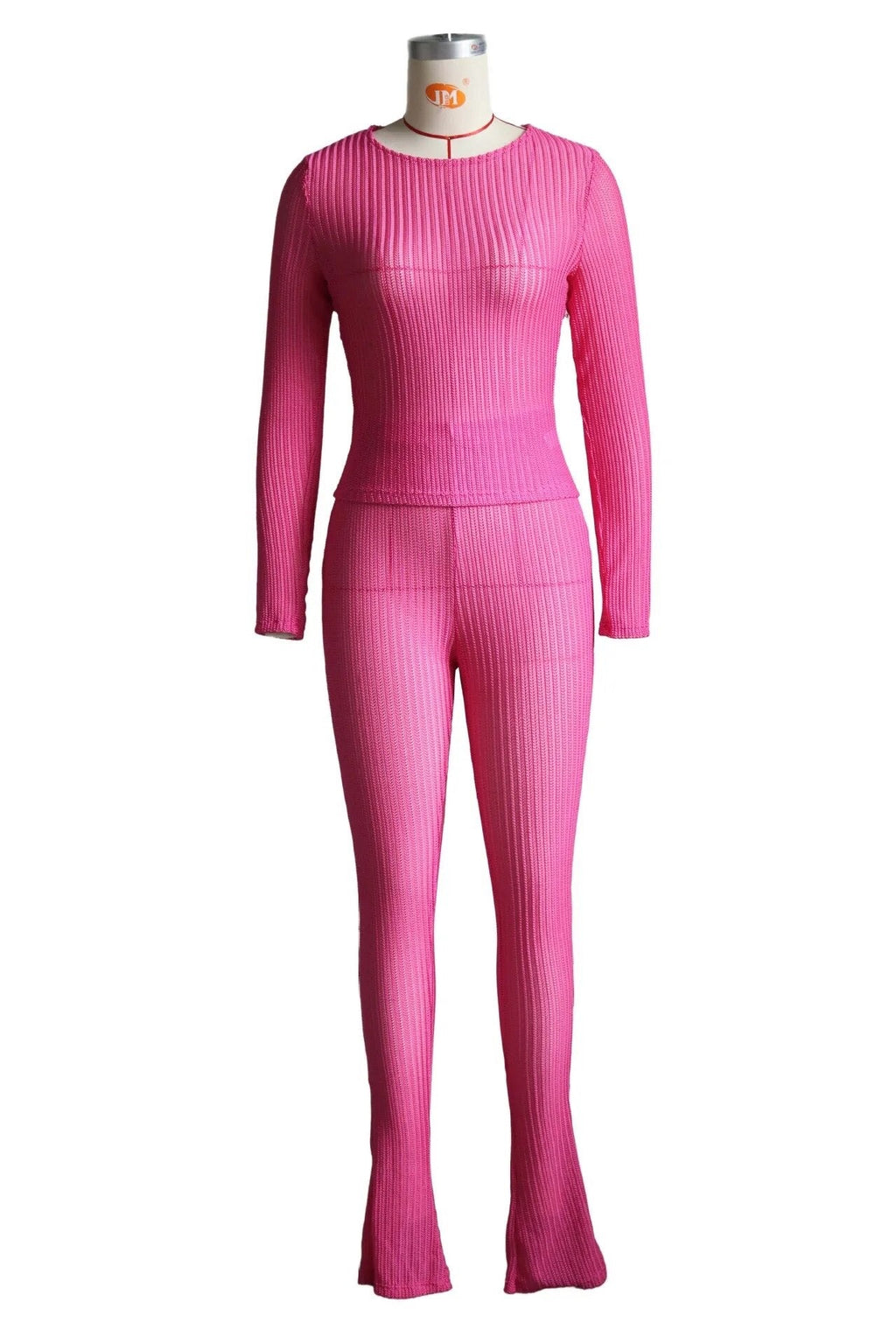 Pink see-through pants set