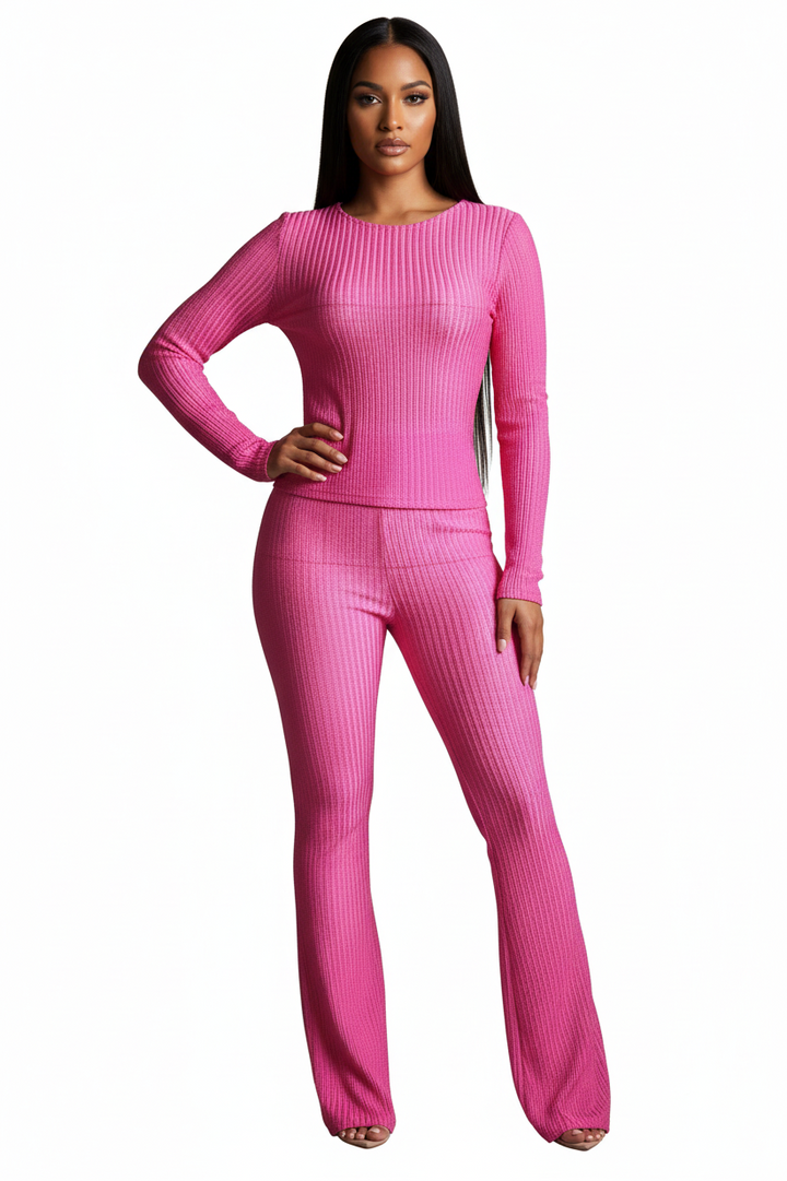 Pink see-through pants set