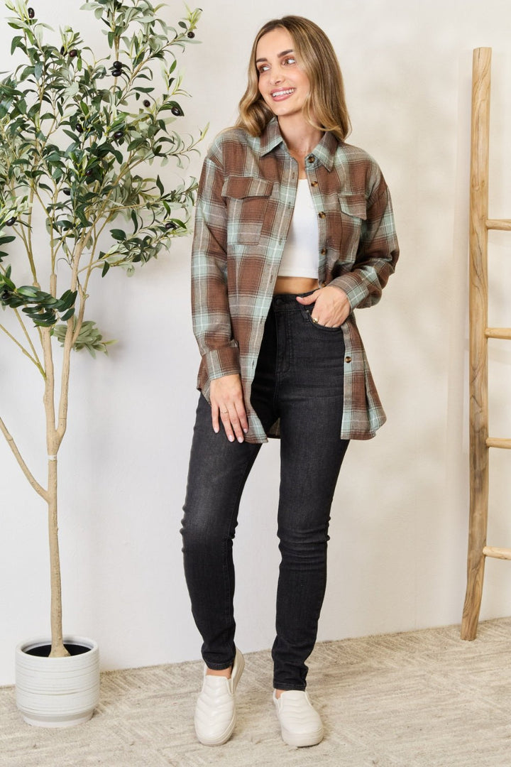 Plaid Dropped Shoulder Shirt