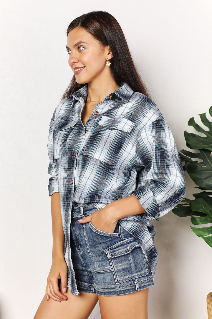 Plaid Dropped Shoulder Shirt