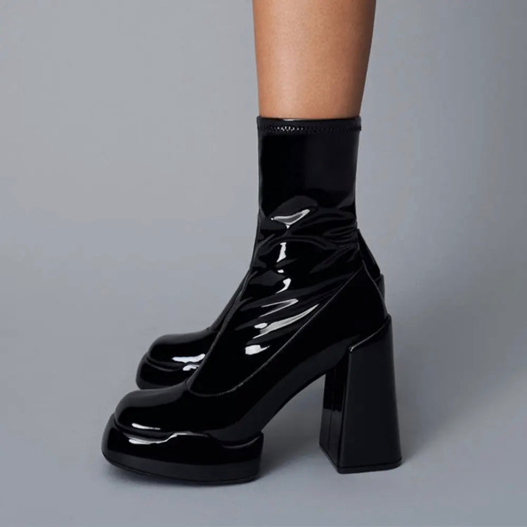 Platform Chunky Heeled Vegan Ankle Boots