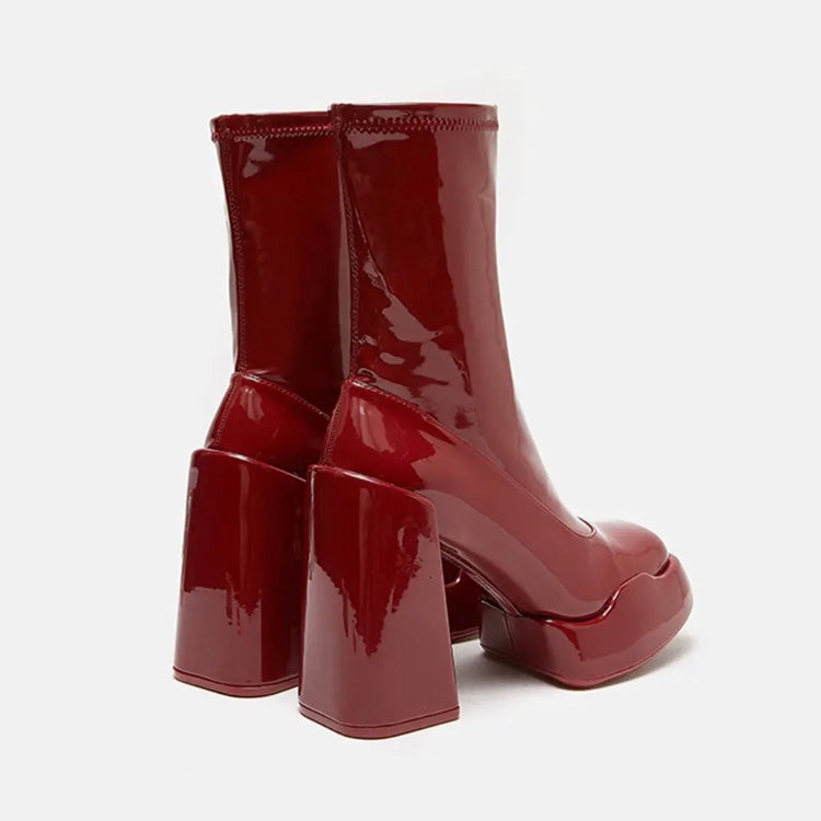 Platform Chunky Heeled Vegan Ankle Boots