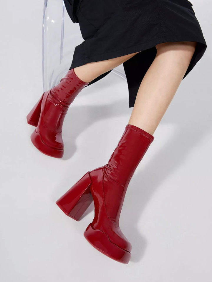 Platform Chunky Heeled Vegan Ankle Boots